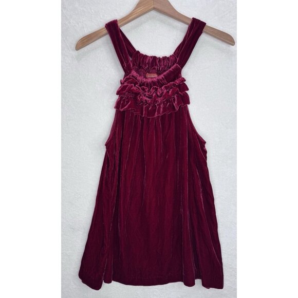 Sundance Women's Raspberry Velvet Ruffle Tank Top Size Large - Picture 6 of 11